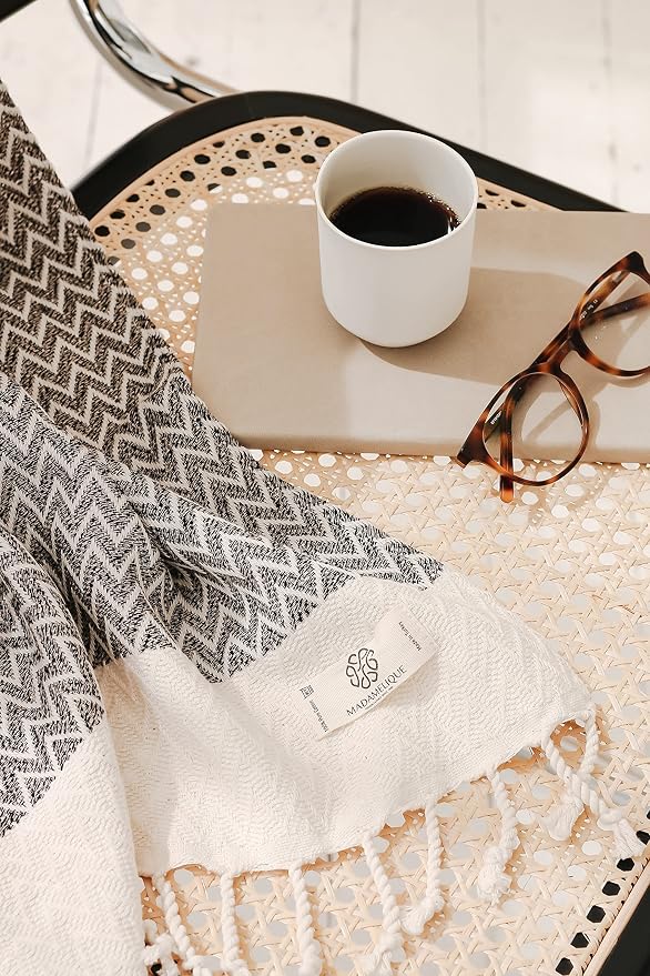 Madamelique Exclusive Hand Towels Set of 2-18 x 40 Inches - Decorative Bathroom Peshtemal Towel for Hand, Face, Hair, Yoga, Tea, Dishcloth, Kitchen and Bath - 100% Pure Cotton (Vintage Beige)