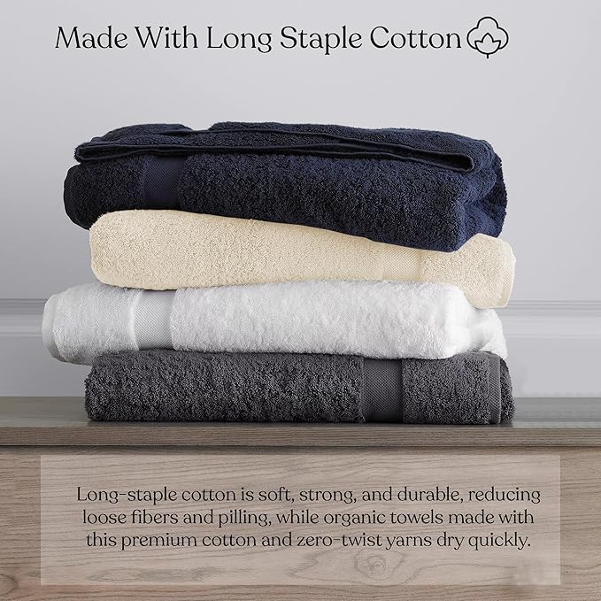 100% Organic Cotton Towels 650 GSM Plush Feather Touch Quick Dry Bath Sheet, Pack of 2 GOTS Certified, Oeko-Tex Green Certified, Organic Cotton Bath Sheet, 36"X70"