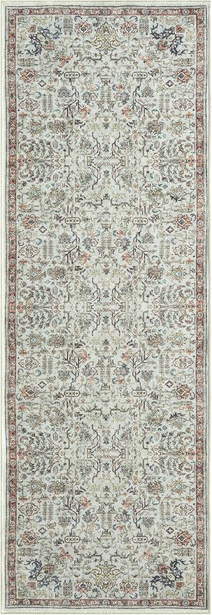 Keen Home Design 30"x144" Rug - Machine Washable Runner Rug with Non-Slip Backing, Ideal for Hallway, Entryway, Kitchen, Laundry Room - Vintage, Easy Clean, Durable, Low Pile - (2'6" x 12')