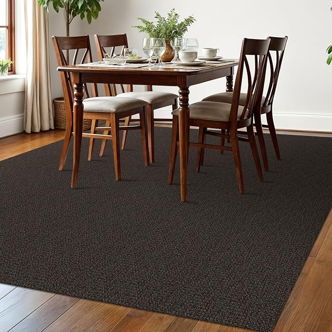 EARTHALL Washable Area Rugs 6x9 Ft Non Slip Living Room Rugs Cotton Rubber Backed Dining Room Rug Braided Bedroom Rugs Indoor Outdoor Floor Carpet for Living Room, Bedroom, Dining Room, Taupe/Coffee