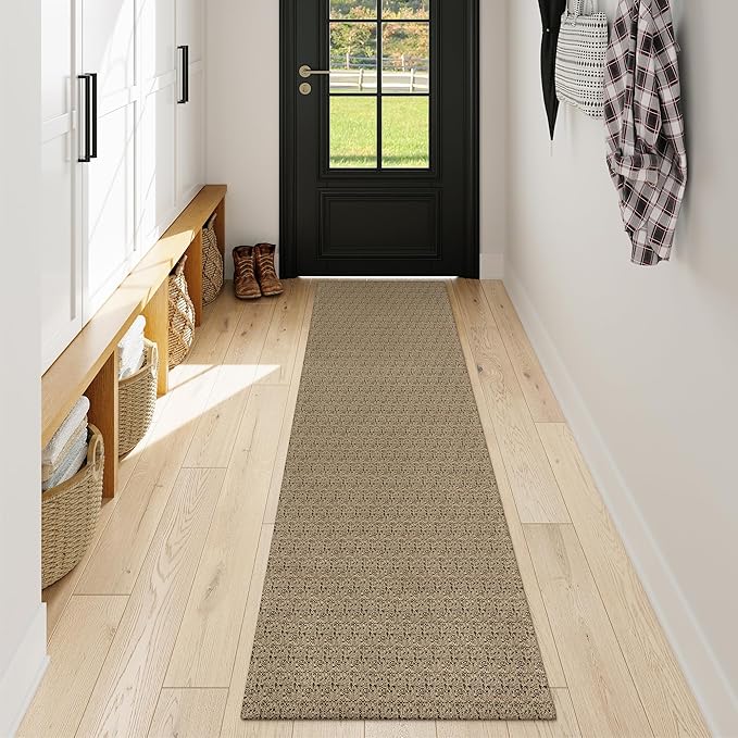 Collive Washable Hallway Runner Rug, Farmhouse Non Skid Kitchen Runner Rug 2x8 Boho Entryway Rugs, Black/Natural Cotton Braided Modern Carpet Runners for Bedside Doorway Kitchen Floor