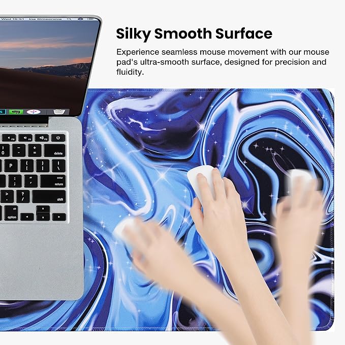 ALOANES Waterproof Mouse Pad with Durable Stitched Edge, Large Gaming Keyboard Pad, Non-Slip Rubber Base, Extended Desk pad for Gamer, Office & Home, Fluid Mousepad 27.6"x 11.8"x 0.12"