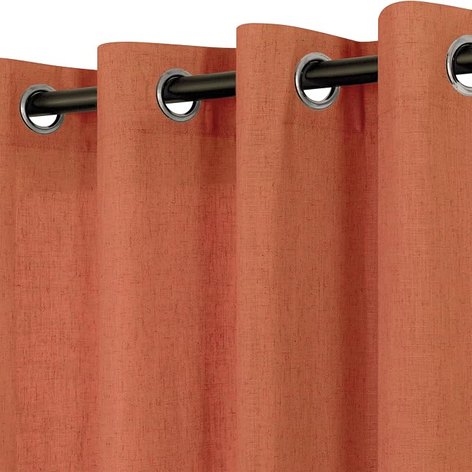 Pitalk Burnt Orange Curtains 96 Inches Long for Living Room 2 Panels Grommet Energy Efficient Drapes Lightweight Sheer Linen Terracotta Colored Curtains for Kids Bedroom Toddler Red Orange 8 FT 52x96