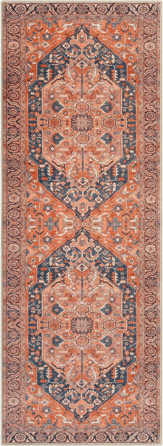 Keen Home Design 30"x120" Rug - Machine Washable Runner Rug with Non-Slip Backing, Ideal for Hallway, Entryway, Kitchen, Laundry Room - Vintage, Easy Clean, Durable, Low Pile - (2'6" x 10')