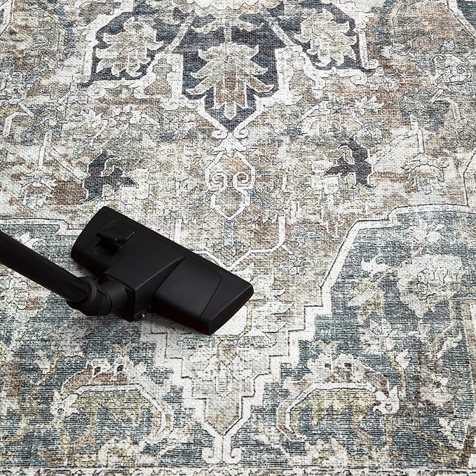 Keen Home Design 9x12 Rug - Machine Washable Area Rug with Non-Slip Backing, Ideal for Living Room, Dining Room, Bedroom - Vintage, Easy Clean, Durable, Low Pile - (9' x 12')