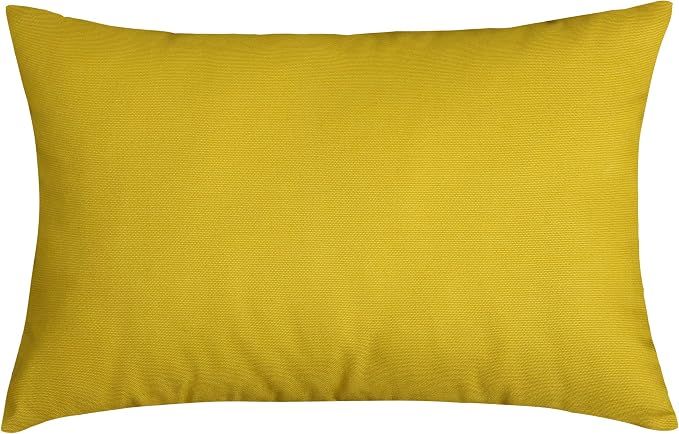 TangDepot Handmade Decorative Solid 100% Cotton Canvas Throw Pillow Covers/Pillow Shams, (12"x18", Deep Yellow), 1 Count (Pack of 1) | 100% cotton, same-color zip, machine wash & air dry. For living room, bedroom, office, car. 42 colors, 69 sizes. Cove...