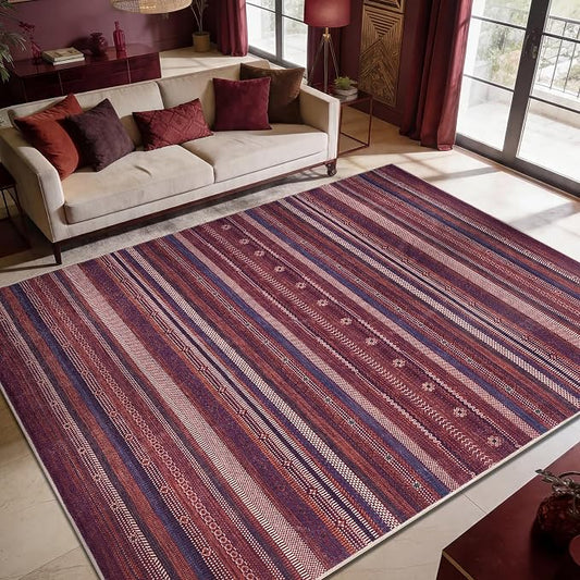 Keen Home Design 6x9 Rug - Machine Washable Area Rug with Non-Slip Backing, Ideal for Living Room, Dining Room, Bedroom - Vintage, Easy Clean, Durable, Low Pile Rug - (6' x 9')