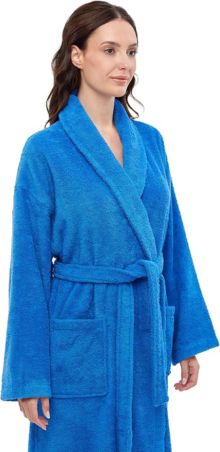 Arus Women's Shawl Collar Robe, Turkish Terry Cotton Bathrobe,with Regular and Full Length Options