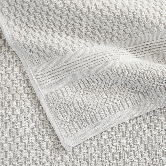 Market & Place 100% Cotton Waffle Weave Bath Towels Set of 4 – Soft, Quick-Dry, Lightweight, Textured Bathroom Towels – Glacier Grey | Zoey Collection