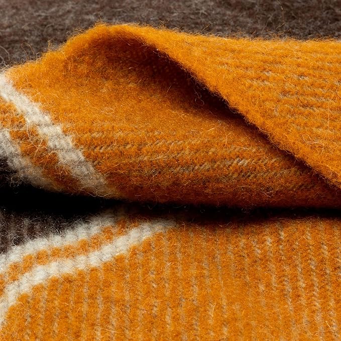 Ukrainian 100% Wool Throw Blanket – Handmade Elegant Cozy Fringed Wool Blanket for Couch, Bed, Sofa & Home Decor, Durable Plaid Herringbone Weave, Fair Trade Artisan Made (Arrowwood, Plaid)