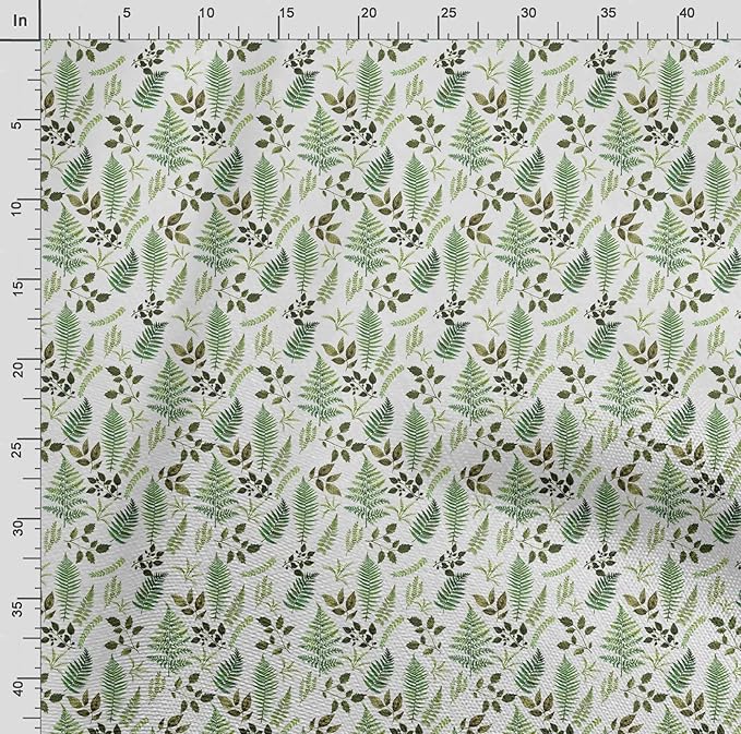 Soimoi Lightweight Velvet Fabric - Green - Leaves Print, Unstitched Material - 58" Wide, Perfect Fabric for Upholstery, Fashion and Craft Projects, 1 Yard