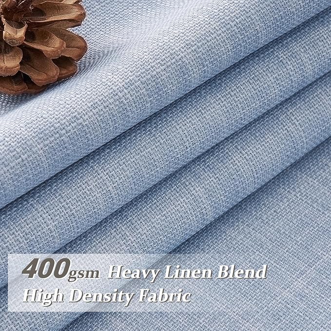 Blackout Baby Blue Viral Curtains for Bedroom 84 Inches Long 2 Panels Set, Memory Trained Pinch Pleated Double Layer Thick Linen Blend Soundproof Thermal Textured Windows Curtain & Drapes 7 FT Length