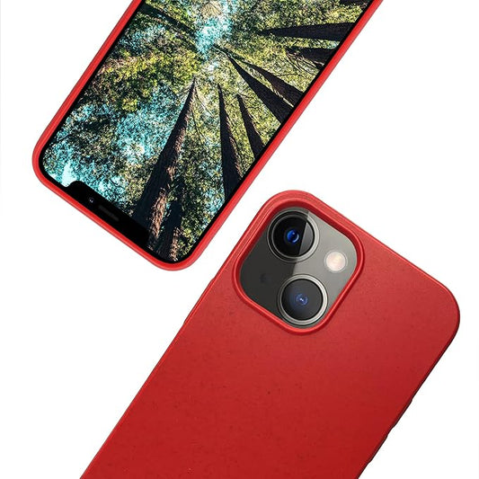 eplanita Eco Mobile Phone Case Compatible with iPhone 13, Plant Fiber, Drop Protection Cover, Durable and Sustainable (for iPhone 13, Red)