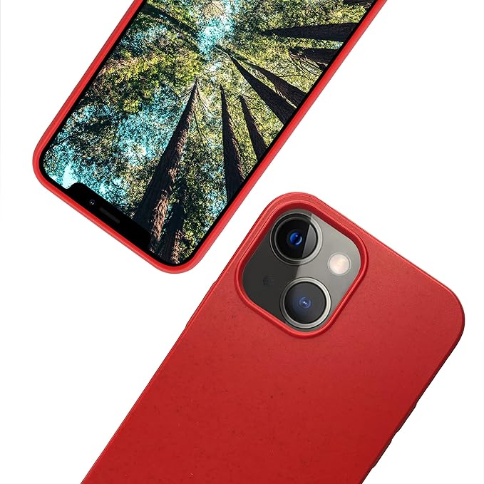 eplanita Eco Mobile Phone Case Compatible with iPhone 15, Plant Fiber, Drop Protection Cover, Durable and Sustainable (for iPhone 15, Red)