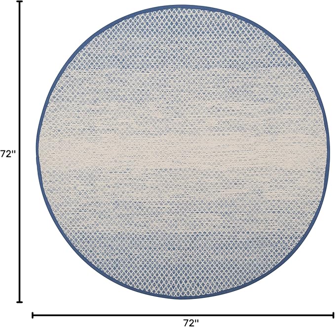 SAFAVIEH Montauk Collection 6' Round Blue/Ivory MTK601B Handmade Cotton Area Rug