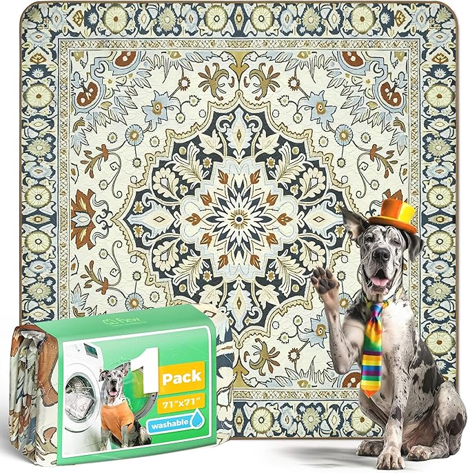 FXW Washable Pee Pads for Dogs, Puppy Pads with Super Absorbent, Specifically Designed for FXW Rollick/Homeplus 32/40/45inch 8 Panels Dog Playpen, 71" Square, Boho Beige, 1 Pack