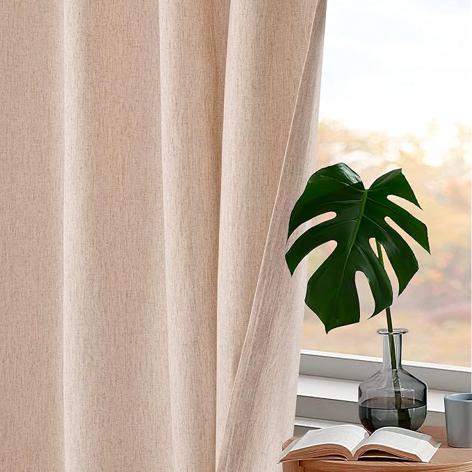 Bedding Craft Natural Flax Linen Drapes Set of 2, 50x108 Inch | Linen & Cotton Mix, Living Room & Bedroom, Privacy & Light Control, Elegant Rustic to Modern Style