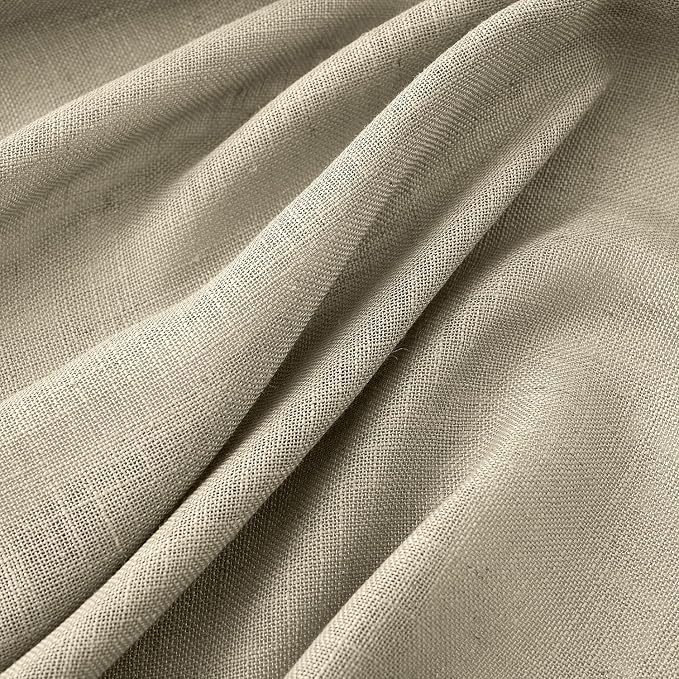 MIULEE Oatmeal Linen Curtains 72 Inch Length 2 Panels for Bedroom Living Room, Soft Thick Linen Textured Natural Window Drapes Semi Sheer Light Filtering Back Tab Rod Pocket Burlap Look Decor