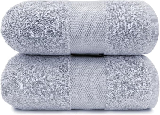 Maisonette Elegance 100% Organic Cotton Turkish Bath Sheets Soft Absorbent Oversized Bathroom Towels Ideal Quick Dry Extra Large Luxury Bath Towel Set for Shower (35" x 70", 2 Pack) Light Gray (Shore)