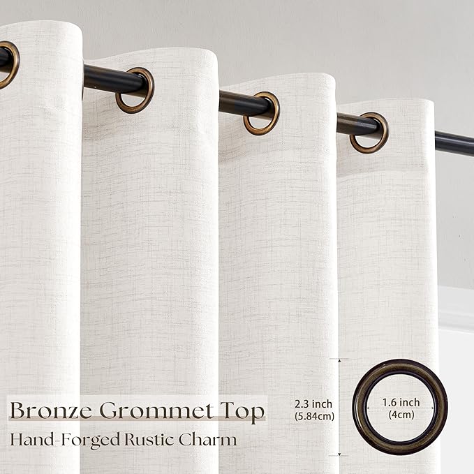 Extra Wide 100 Inch Beige White Linen Curtains Room Divider 90 Inch Length Patio Sliding Door Curtains for Living Room Large Window Curtains Grommet Privacy Farmhouse Curtains 1 Panel