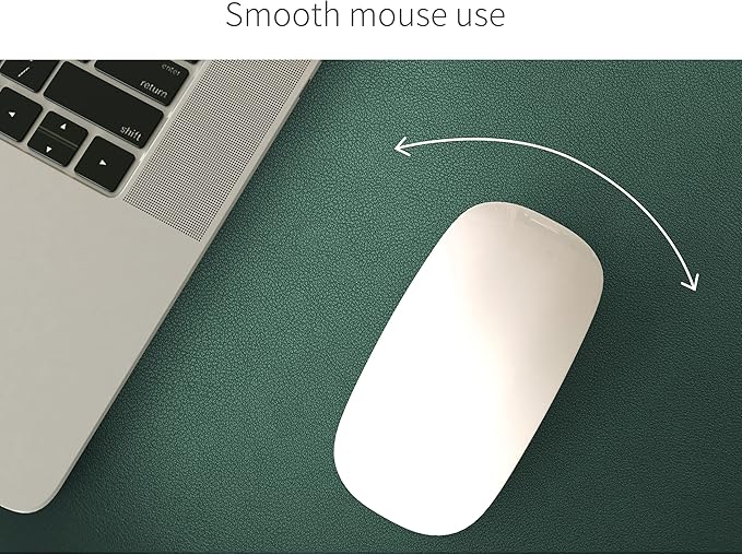 RENMTURE Dual-Sided Mouse Pad, Natural Cork & PU Leather Large Desk Pad for Office and Home Work, Desk Protector Non-Slip, Waterproof, Easy Clean (Dark Green, 36"x17")