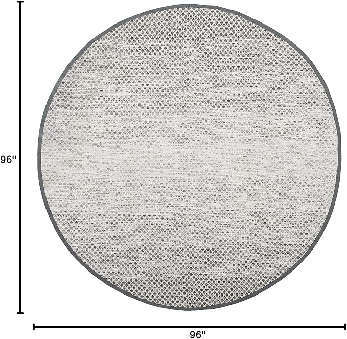 SAFAVIEH Montauk Collection 8' Round Light Grey/Ivory MTK601K Handmade Cotton Entryway Foyer Living Room Bedroom Kitchen Area Rug