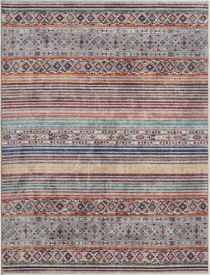 Keen Home Design 5x7 Rug - Machine Washable Area Rug with Non-Slip Backing, Ideal for Living Room, Dining Room, Bedroom - Vintage, Easy Clean, Durable, Low Pile Rug - (5' x 7')