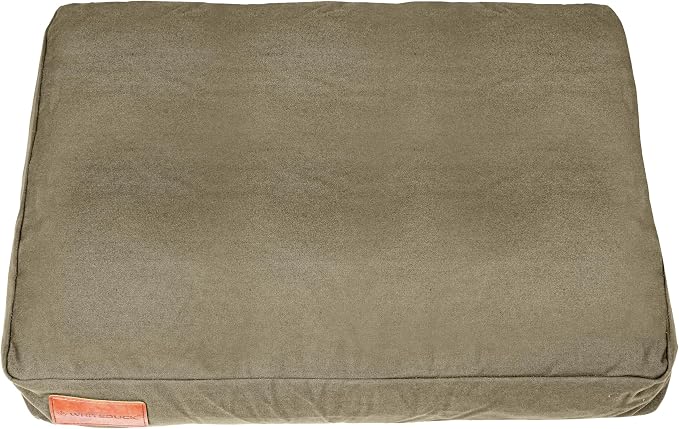 WHITEDUCK Outdoor Dog Bed Heavy-Duty 12oz Canvas, Water-Repellent Cotton, Machine Washable Removable Cover with Full-Length Zipper, Dog Bed for Large Dogs & Crate, (Olive) 41" Lx33 Wx4.3 th (XL)