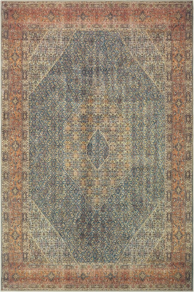 Keen Home Design 10x14 Rug - Machine Washable Area Rug with Non-Slip Backing, Ideal for Living Room, Dining Room, Bedroom - Vintage, Easy Clean, Durable, Low Pile Rug - (9'7" x 14')
