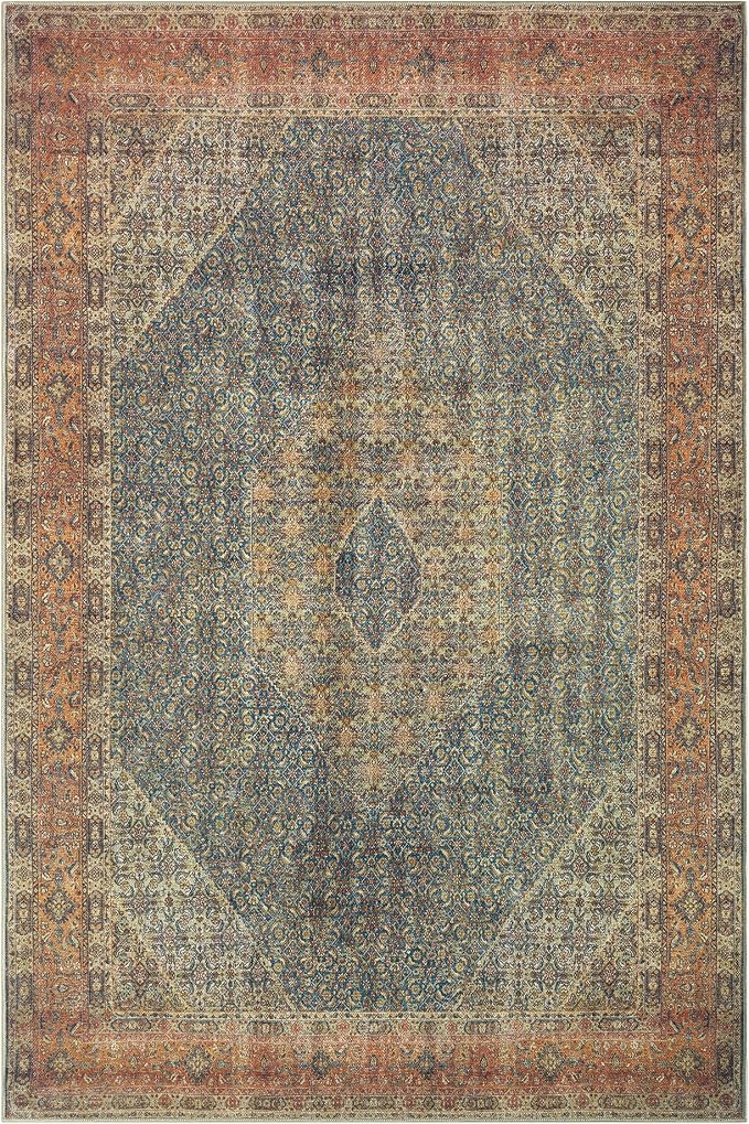 Keen Home Design 8x10 Rug - Machine Washable Area Rug with Non-Slip Backing, Ideal for Living Room, Dining Room, Bedroom - Vintage, Easy Clean, Durable, Low Pile Rug - (8' x 10')