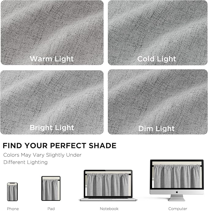 CUCRAF Linen 100% Blackout Curtains 90 Inch Length 2 Panels Set, Back Tab and Rod Pocket Curtain for Living Room Bedroom, Room Darkening Window Drapes Thermal Insulated, (37x90 inch, Light Grey)