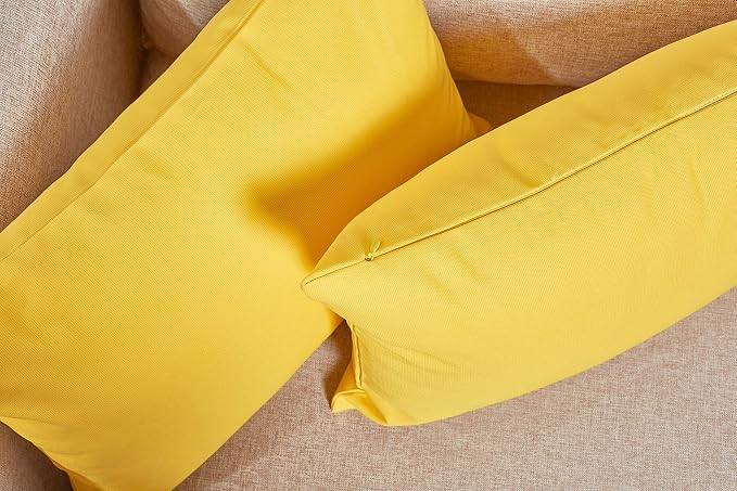TangDepot 100% Cotton Solid Throw Pillow Cover 28x28 Yellow | 100% cotton, same-color zip, machine wash & air dry. For living room, bedroom, office, car. 42 colors, 466 sizes. Cover only.