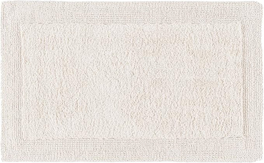 Bedding Craft Bathroom Bath Mat Rug – 100% Cotton, Reversible, Water Absorbent, Machine Washable, Soft Bathmat for Tub Side, 17x24 Beige