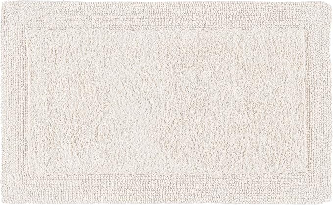 Bedding Craft Cotton Bath Mat Rug 21x34, Reversible Bathroom Rug, Water Absorbent, Machine Washable, Soft Cloth Bathmat for Outside Bathtub, Beige