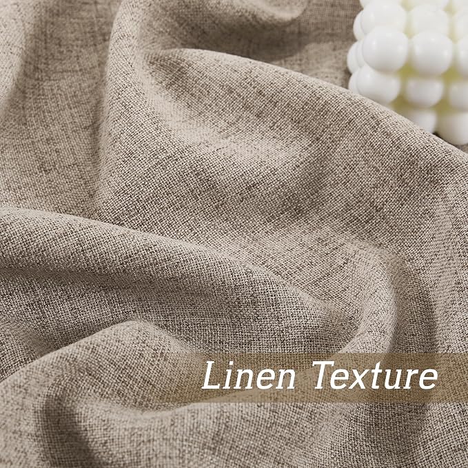 RYB HOME Linen Sheer Curtains and Drapes for Living Room and Dining Room 102 inches Length, Breathable Back Tab/Rod Pocket Semi Sheer Curtains, Oatmeal, W 52 x L 102 inches, 2 Panels Set