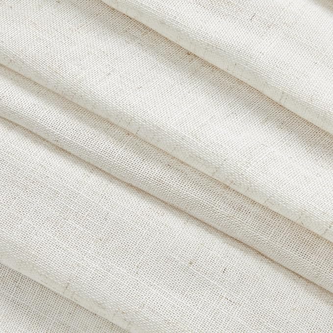 MYSKY HOME 90 Inches Long Linen Curtains for Living Room, Semi Sheer Bedroom Curtains Farmhouse Boho Room Decor Sliding Glass Patio Doorways Light Filtering Privacy Protect, 50" x 90", Linen, 2 Panels