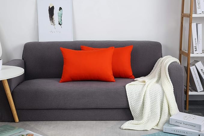 TangDepot Handmade Decorative Solid 100% Cotton Canvas Throw Pillow Covers/Pillow Shams, (12" x18" , Red Orange, 1 Count (Pack of 1)) | 100% cotton, same-color zip, machine wash & air dry. For living room, bedroom, office, car. 42 colors, 84 sizes. Cov...