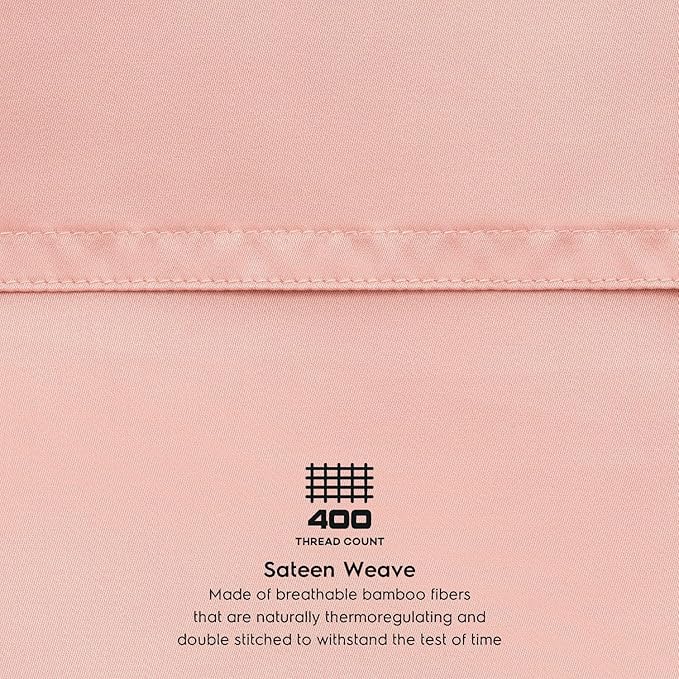 Pillow Cases King Size by Tafts - Pure 100% Viscose Derived from Bamboo Luxuriously Soft, Silky, Cooling, Double Stitched, Envelope Closure (2 Pillowcases, Pale Blush)