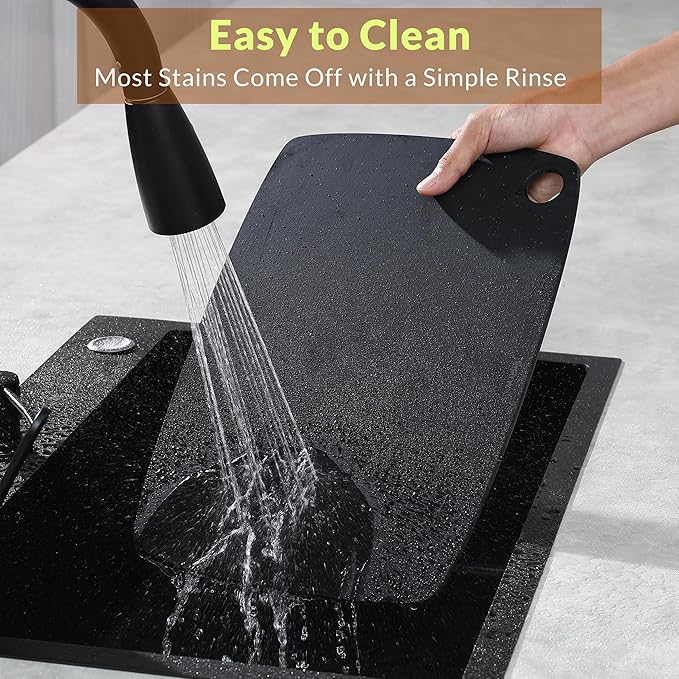 Wood Fiber Cutting Board for Kitchen - High Density, Non-Porous, BPA-Free, Reversible Chopping Board, Dishwasher Safe, Knife-Friendly Cutting Board for Meat, Bread, Fruit, 14.6" x 10.8", Black