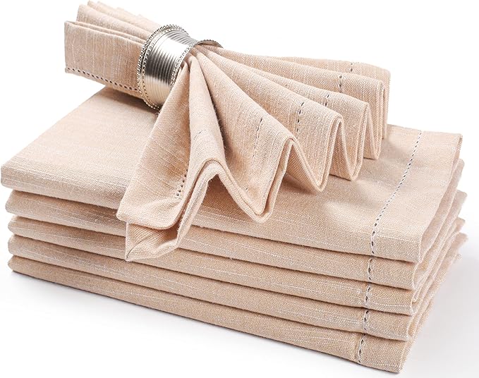 Chambray Slub Cloth Dinner Napkins Set of 6(20X20 in Linen) 100% Cotton Everyday Use Premium Quality Over Sized Cloth Napkins with Mitered Corners Ultra Soft Durable Hotel Quality