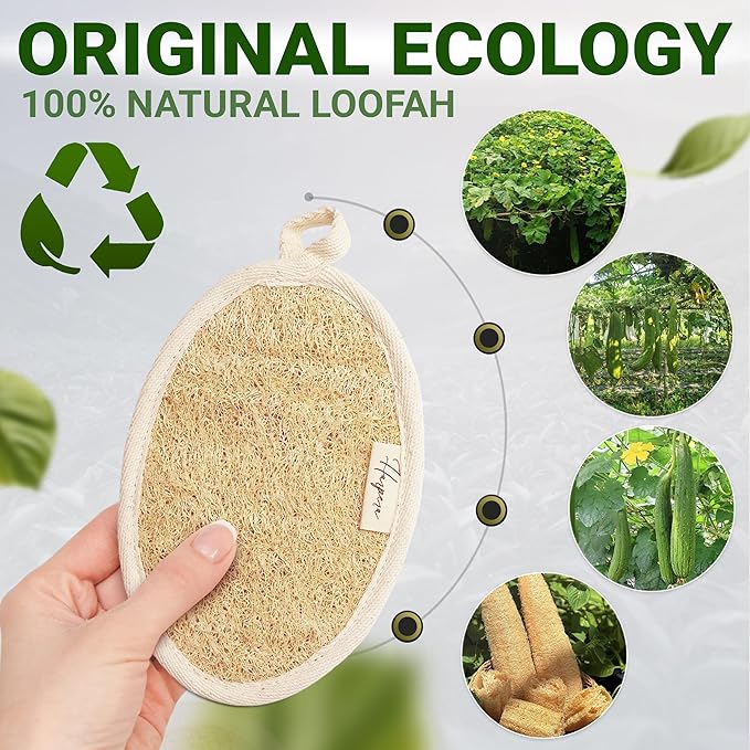 Vietnamese Natural Loofah Body Scrubber – Exfoliating Shower Sponges for Men & Women – Authentic Loofah from Vietnam for Deep Cleansing of Body (2 Pack)