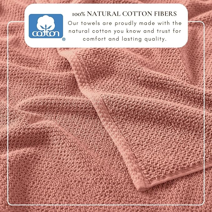 Great Bay Home 100% Cotton 6 Piece Bath Sheet Set - Absorbent, Quick-Drying, Durable Bath Towels for Bathroom Decor - Low-Twist, Two-Ply Fibers (Desert Rose)