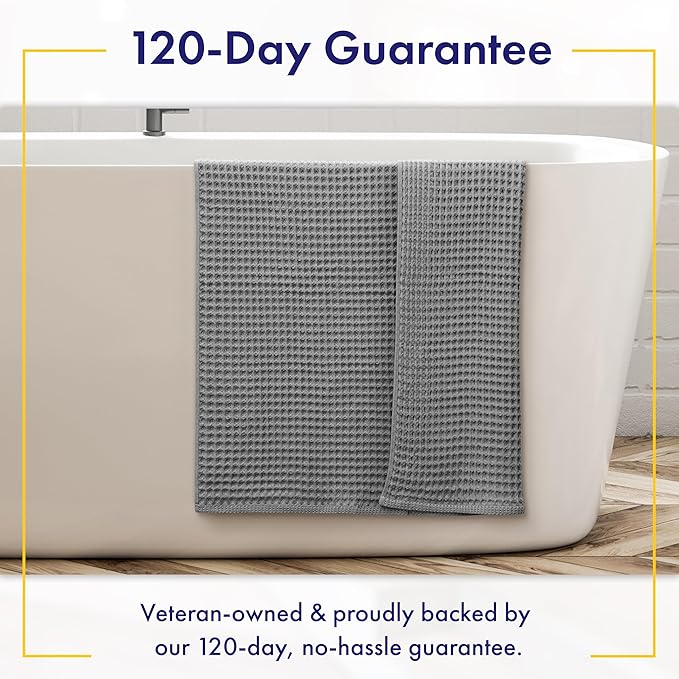 Alusa Home Ultra Soft Viscose from Bamboo Waffle Towels - Lightweight Bath Towel Set of 6 - Compact, Quick Dry & Lint Free (Pewter Grey)