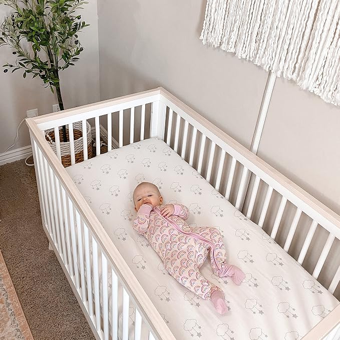 Newton Baby Fitted Crib Sheet (2-Pack) - Ultra Breathable and Soft, Organic Cotton, Fits All Standard Cribs, Wishing on a Star White