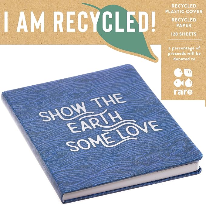 Eccolo Large Recycled Lined Journal Notebook with “Show The Earth Some Love” Embossed Hardcover, 256 Ruled Pages, Eco Friendly with Premium Recycled Paper, (8 x 10 inches)