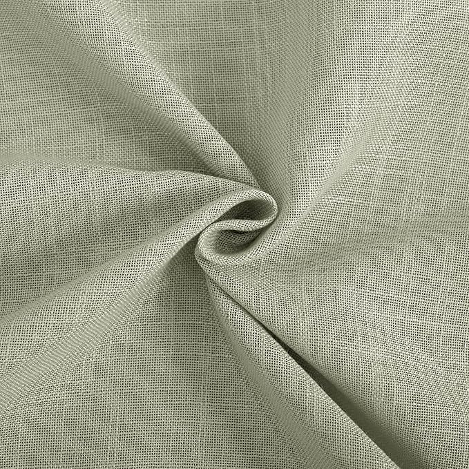 Linen Blend Sage Green Curtains 45 inch Length 2 Panels for Bedroom Back Tab Light Filtering Semi Sheer Drapes Linen Cotton Textured Light Green Airy Modern Farmhouse Living Room Sage Aesthetic Decor