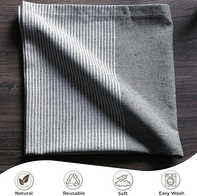 Ramanta Home Cloth Napkins Set of 12 18x18 Inches - Spring Basket Decor Block Striped Dinner Napkins for Easter Farmhouse Wedding, Washable Soft Cotton Durable Table Linen -Everyday Use - Dark Olive