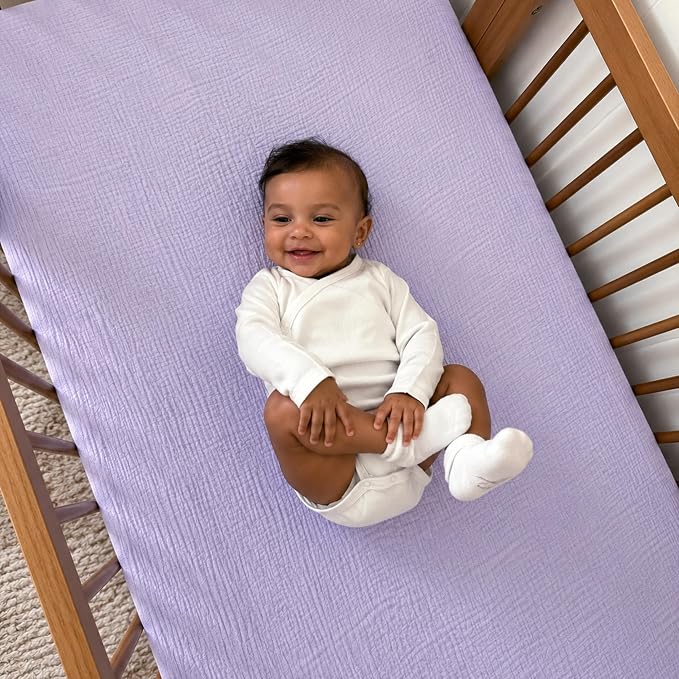 Newton Baby Deluxe Crib Sheet – Ultra-Soft Breathable Organic Cotton Fitted Crib Sheet | Thicker & Softer Design | Machine Washable Baby Bedding | Lavender