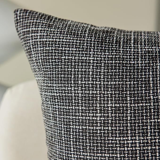 Kevin Textile Pillow Covers Decorative Lined Linen Euro Sham Throw Pillowcase for Bed Couch Sofa, 22"x22"(55cm), Black