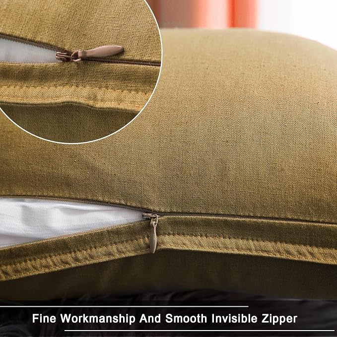 Jeanerlor Set of 2 20"x20" Pillowcase Cousion Cover Decor Cotton Linen with Unique Design to Embellish Balcony/Reception,(50 x 50cm), Earth Yellow
